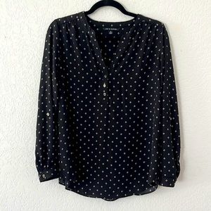 Black And White Patterned Long Sleeve, Zac & Rachel, Black Blouse, Business